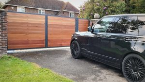 Electric wooden Entrance gates in sussex