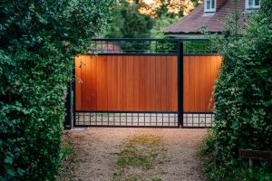 Electric steel framed timber driveway gates in Sussex, Surrey, Kent and London
