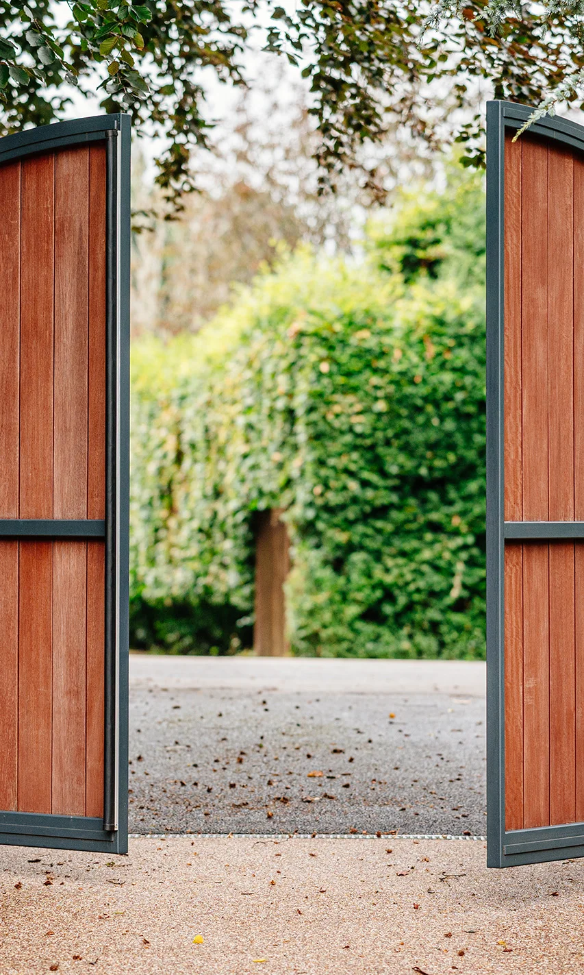 automated wooden driveway gates in west sussex