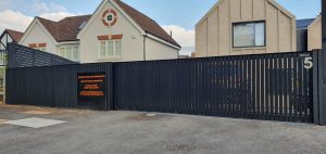 Electric sliding entrance gate in Esher, Oxted, Horsham, Haywards Heath, Brighton, Sussex, Surrey, Kent and London